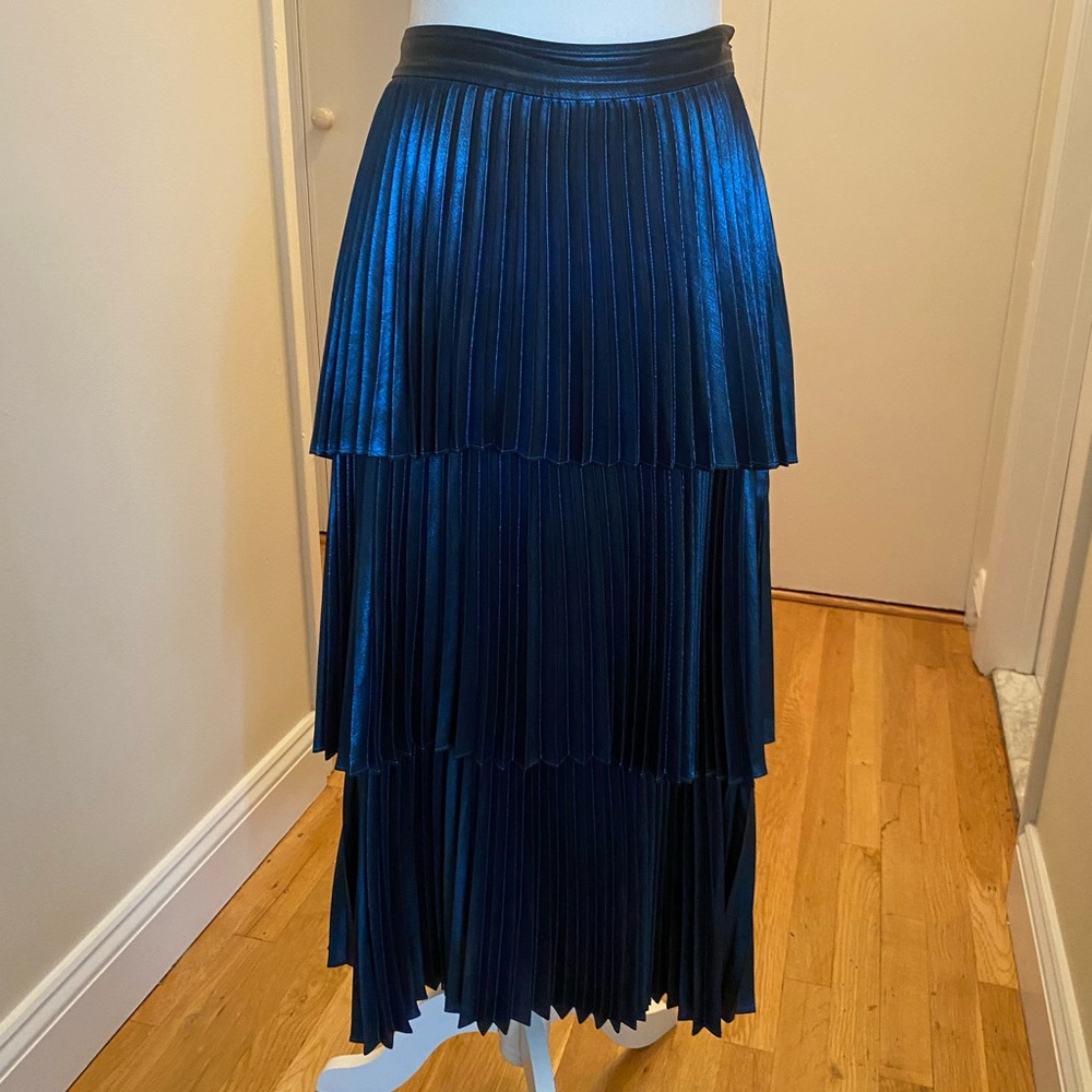 ALC Blue Pleated Midi Skirt for Cocktail